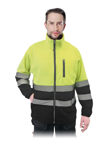 Bluza z polaru odblaskowa REIS POLSTRIP - żółto-czarna