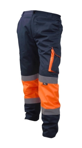 Spodnie do pasa odblaskowe Vizwell VWTC17 - pomarańczowo-granatowe